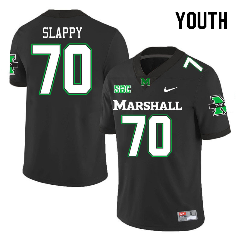 Youth #70 Jalen Slappy Marshall Thundering Herd SBC Conference College Football Jerseys Stitched-Bla